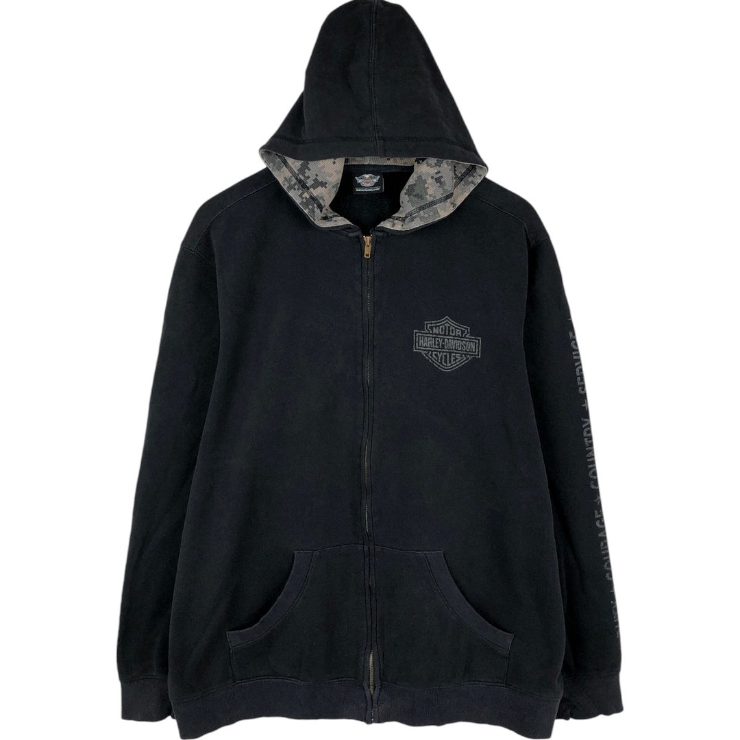 Harley-Davidson Motorcycle Sweat Full-Zip Hoodie, Men's Size XL (approx.) unclear black type Vintage Second Hand