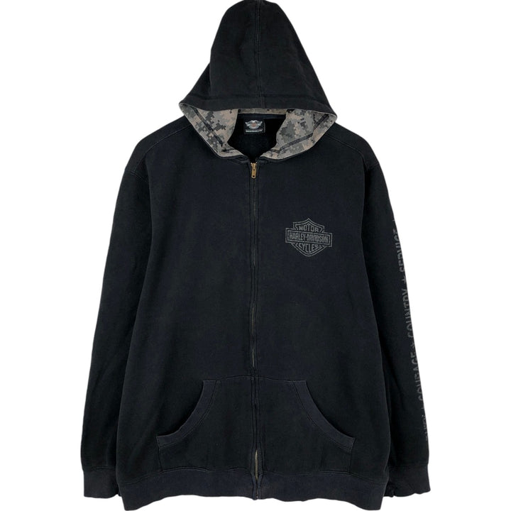 Harley-Davidson Motorcycle Sweat Full-Zip Hoodie, Men's Size XL (approx.) unclear black type Vintage Second Hand