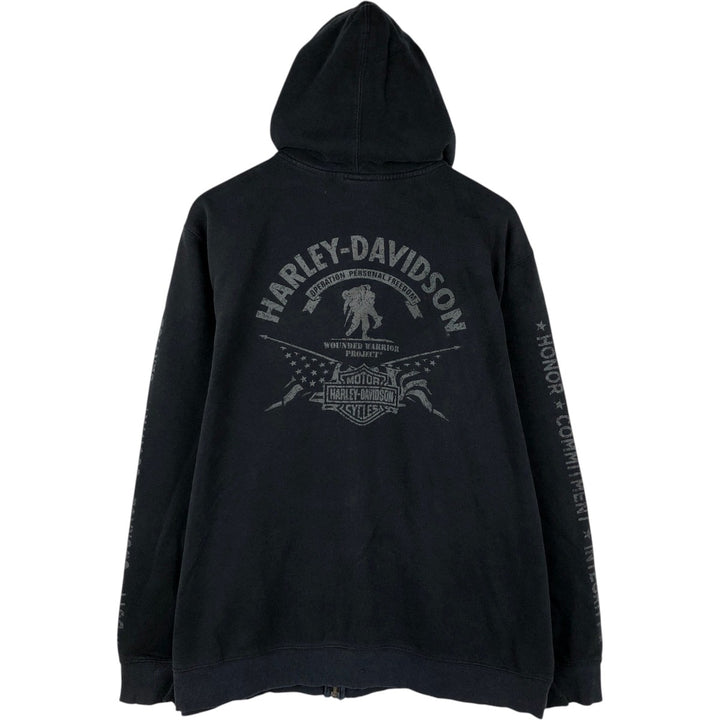 Harley-Davidson Motorcycle Sweat Full-Zip Hoodie, Men's Size XL (approx.) unclear black type Vintage Second Hand