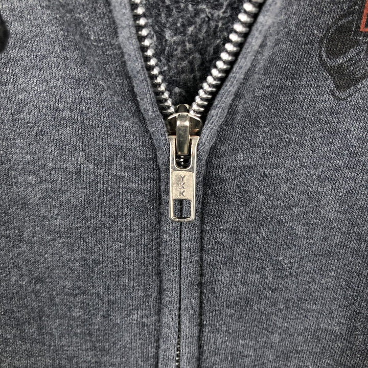 Harley-Davidson Fire Pattern Eagle Pattern Tribal Sweat Full-Zip Hoodie, Men's XXL Equivalent cotton Charcoal Vintage Second Hand