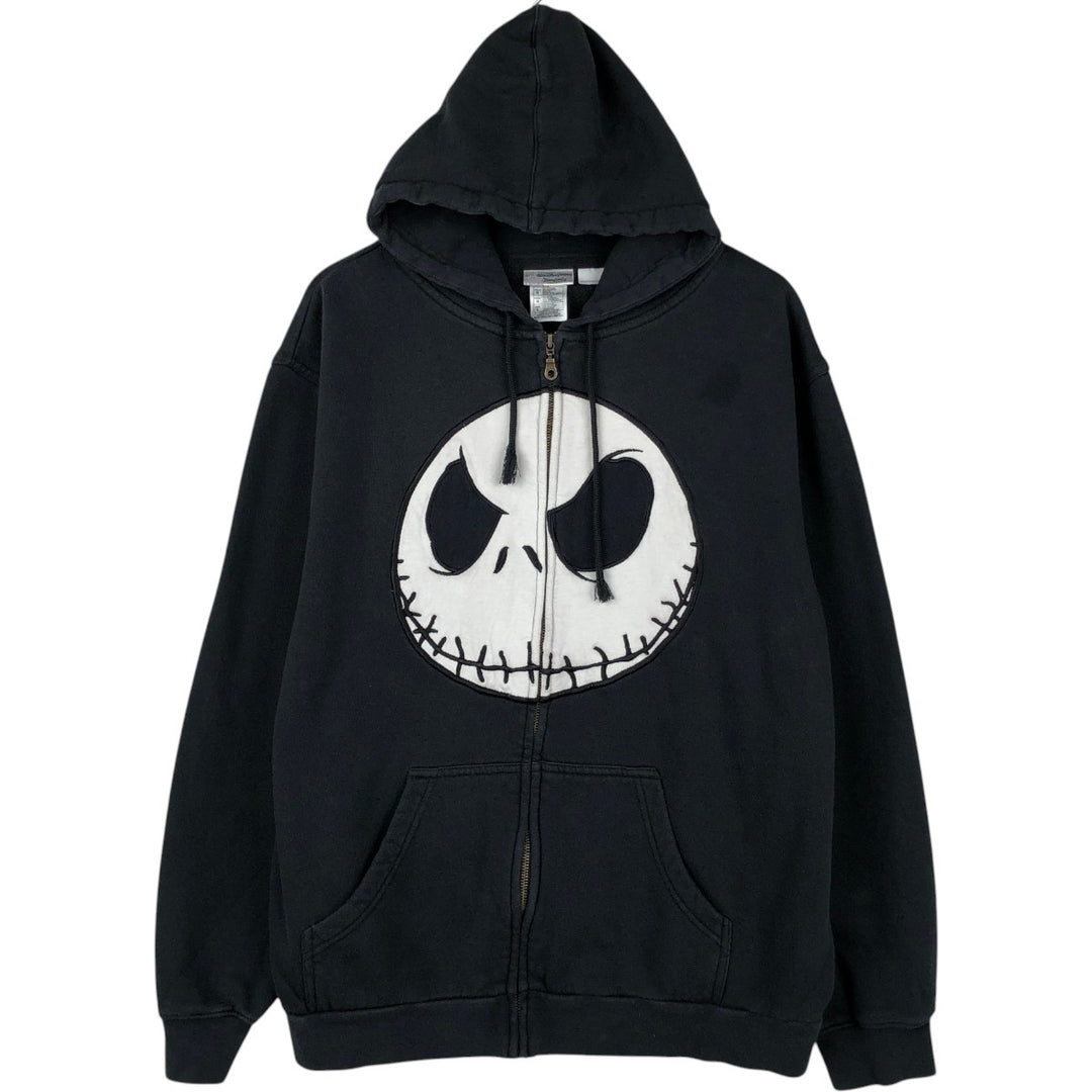 Disney Nightmare Before Christmas Character Sweat Full-Zip Hoodie (Men's Size L) cotton black type Vintage Second Hand