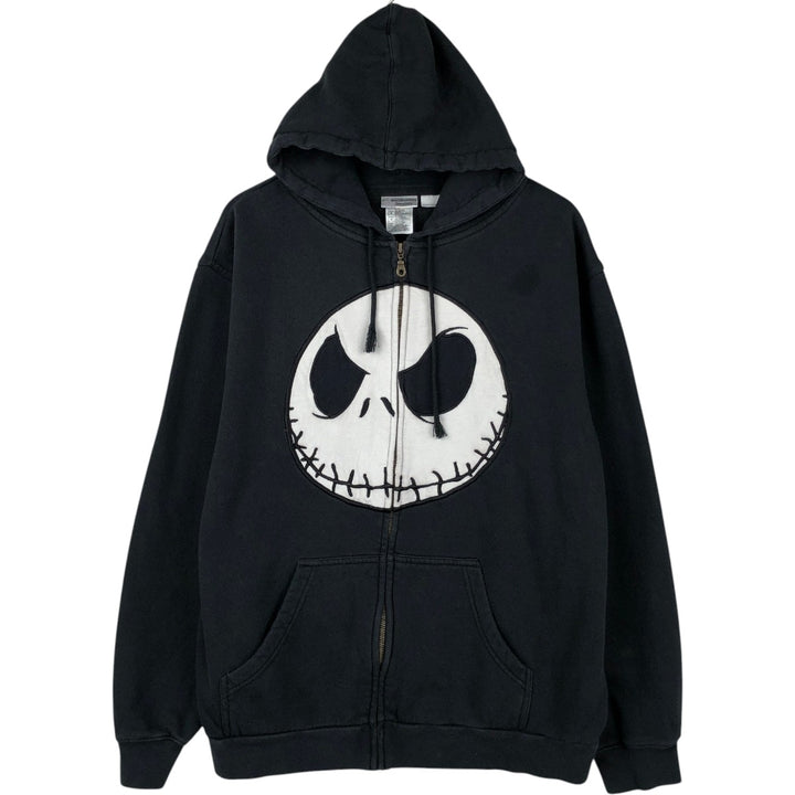Disney Nightmare Before Christmas Character Sweat Full-Zip Hoodie (Men's Size L) cotton black type Vintage Second Hand