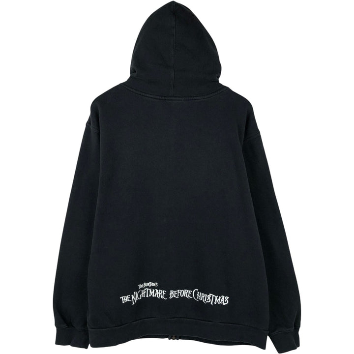 Disney Nightmare Before Christmas Character Sweat Full-Zip Hoodie (Men's Size L) cotton black type Vintage Second Hand