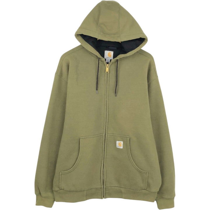 Carhartt Sweat Full Zip Hoodie Men's XL cotton Khaki type Vintage Second Hand