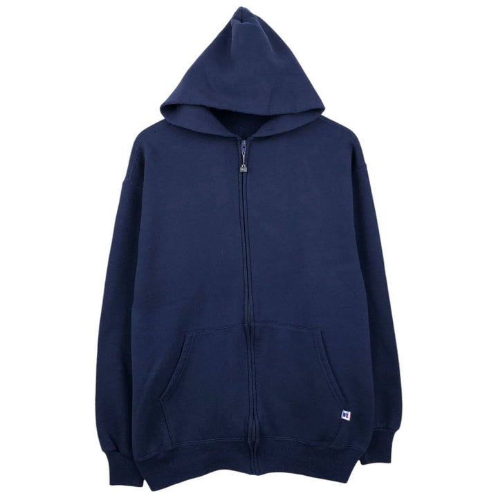 Vintage 90'S Russell Athletic full-zip sweatshirt, USA made, men's size XL cotton navy blue type Vintage Second Hand
