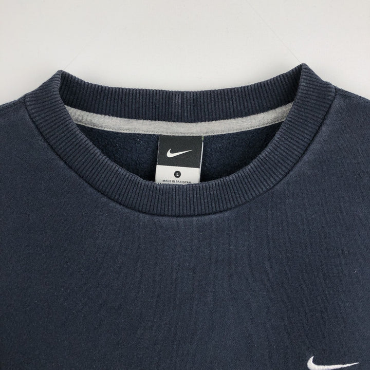 Nike One Point Logo Sweatshirt, Trainer, Men's Size L cotton navy blue type Vintage Second Hand