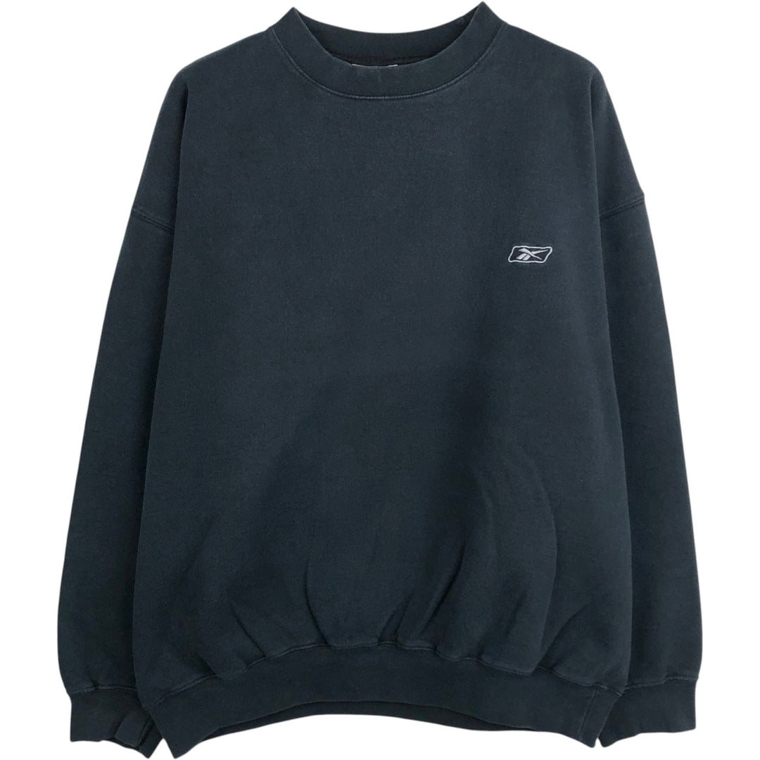 90'S Reebok One-Point Logo Sweatshirt, Men's Size XL (Equivalent), Vintage cotton black type Vintage Second Hand