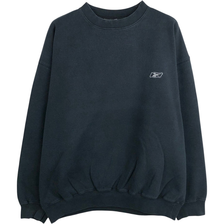 90'S Reebok One-Point Logo Sweatshirt, Men's Size XL (Equivalent), Vintage cotton black type Vintage Second Hand