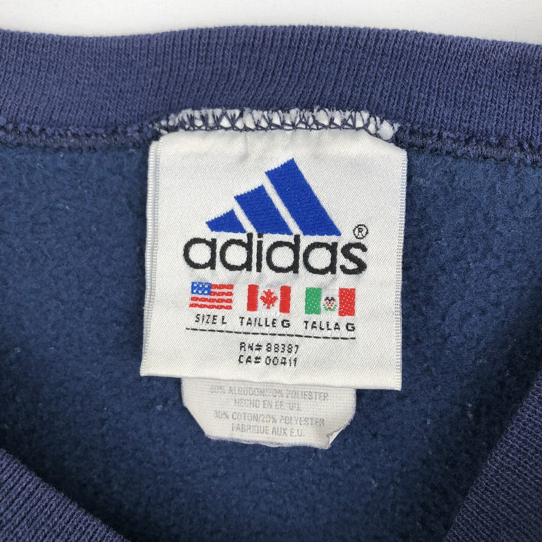 90'S Adidas logo sweatshirt, made in USA, men's size L equivalent, vintage. cotton navy blue type Vintage Second Hand