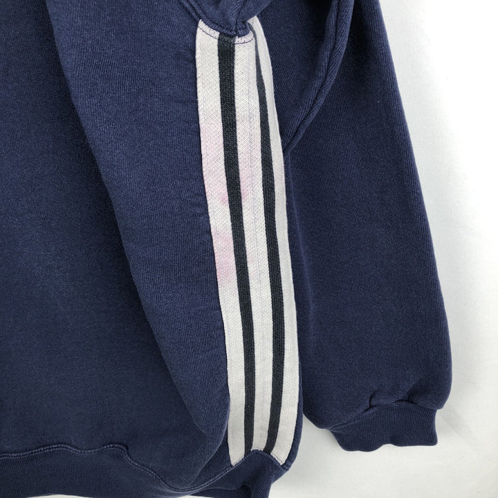 90'S Adidas logo sweatshirt, made in USA, men's size L equivalent, vintage. cotton navy blue type Vintage Second Hand