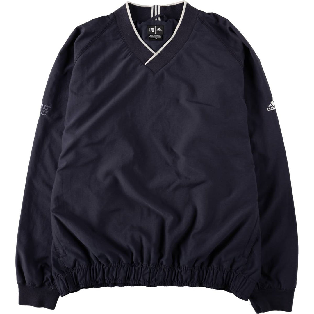 2000'S adidas V-neck warm-up pullover, men's size L polyester navy blue type Vintage Second Hand