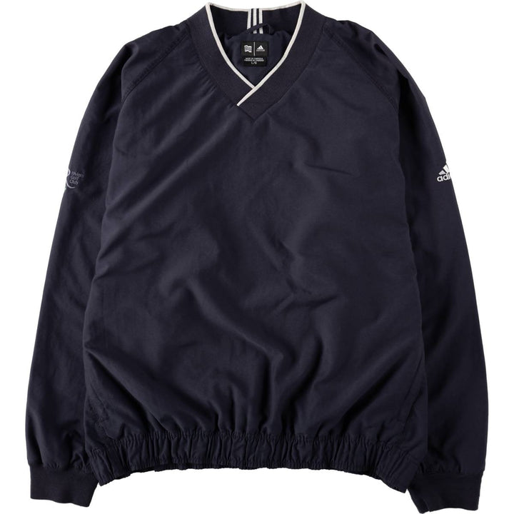 2000'S adidas V-neck warm-up pullover, men's size L polyester navy blue type Vintage Second Hand