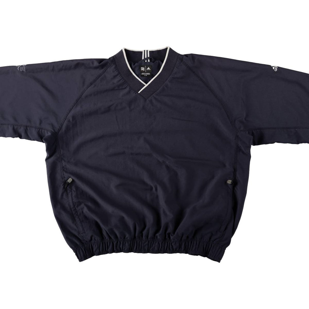 2000'S adidas V-neck warm-up pullover, men's size L polyester navy blue type Vintage Second Hand