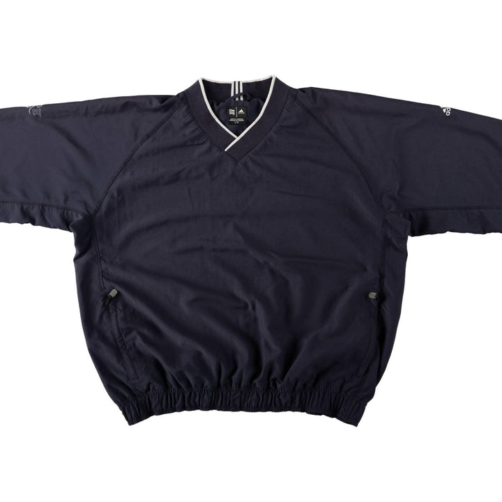 2000'S adidas V-neck warm-up pullover, men's size L polyester navy blue type Vintage Second Hand