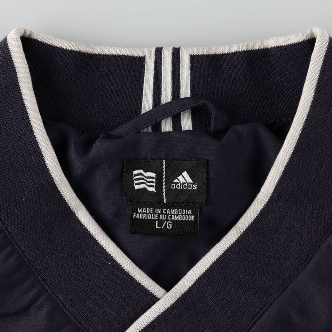 2000'S adidas V-neck warm-up pullover, men's size L polyester navy blue type Vintage Second Hand