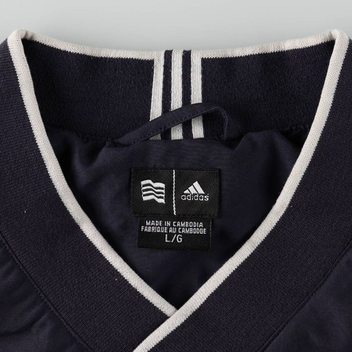 2000'S adidas V-neck warm-up pullover, men's size L polyester navy blue type Vintage Second Hand