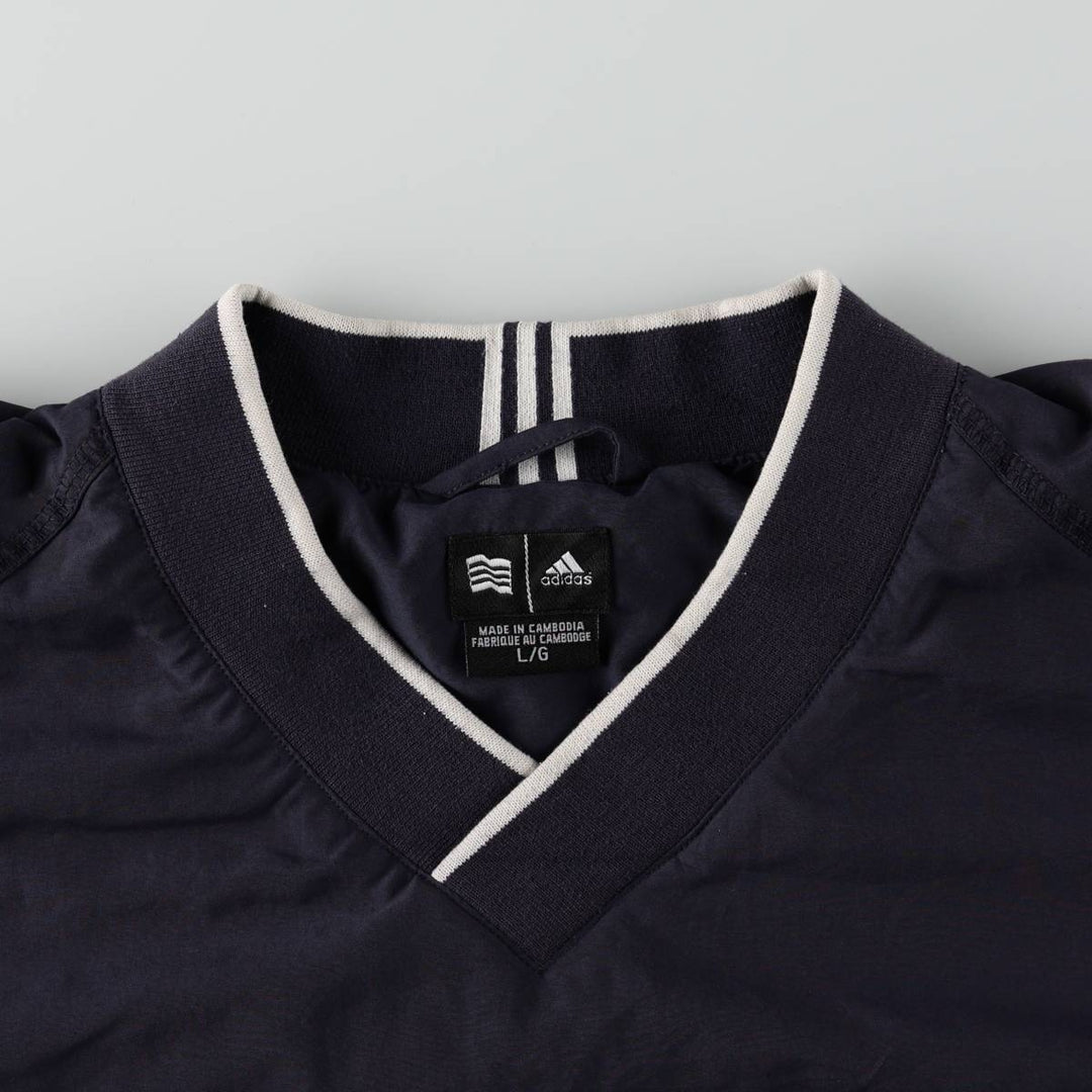 2000'S adidas V-neck warm-up pullover, men's size L polyester navy blue type Vintage Second Hand