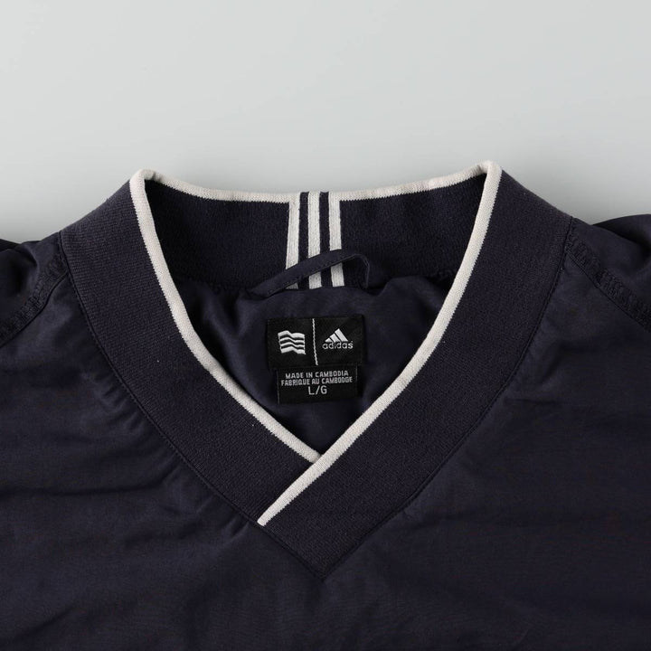 2000'S adidas V-neck warm-up pullover, men's size L polyester navy blue type Vintage Second Hand