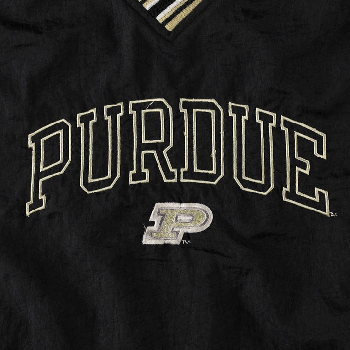 90s-00'S Champion PURDUE (Purdue University) V-neck College Nylon Pullover, Men's Size L (approx.), Vintage Nylon black type Vintage Second Hand