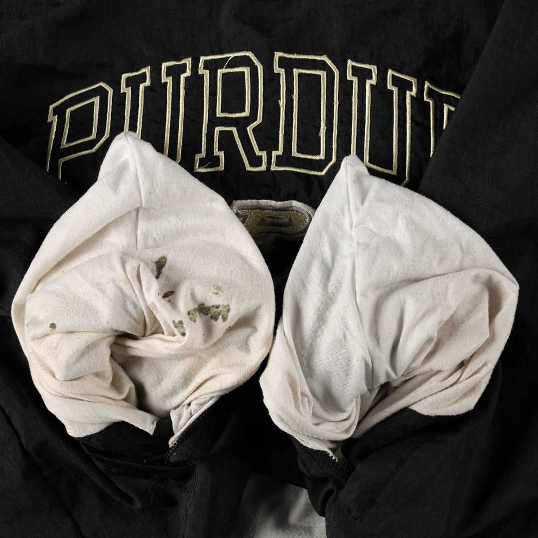 90s-00'S Champion PURDUE (Purdue University) V-neck College Nylon Pullover, Men's Size L (approx.), Vintage Nylon black type Vintage Second Hand