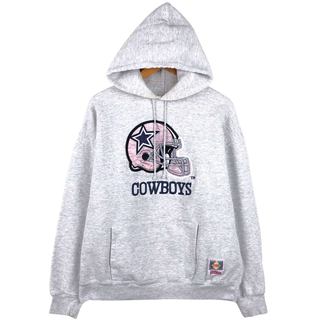 90'S NUTMEG NFL Dallas Cowboys sweatshirt pullover hoodie, Made in USA, Men's size L equivalent, Vintage cotton gray type Vintage Second Hand