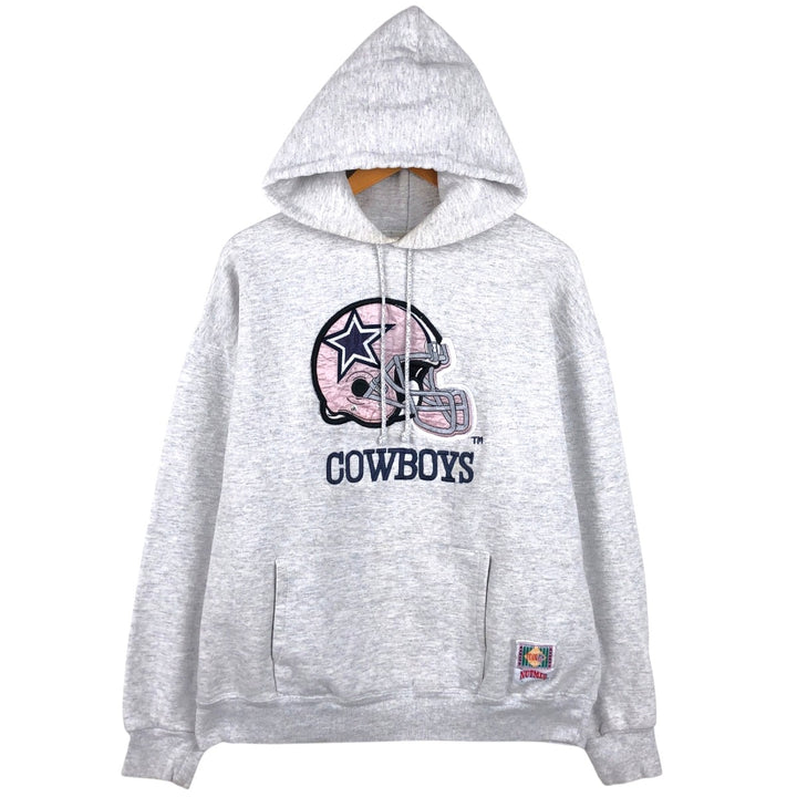 90'S NUTMEG NFL Dallas Cowboys sweatshirt pullover hoodie, Made in USA, Men's size L equivalent, Vintage cotton gray type Vintage Second Hand