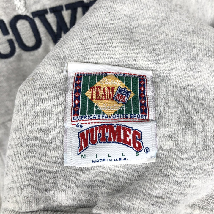 90'S NUTMEG NFL Dallas Cowboys sweatshirt pullover hoodie, Made in USA, Men's size L equivalent, Vintage cotton gray type Vintage Second Hand