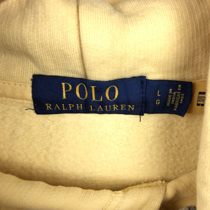 Ralph Lauren POLO RALPH LAUREN sweatshirt pullover hoodie, men's size L cotton yellow type Vintage Second Hand