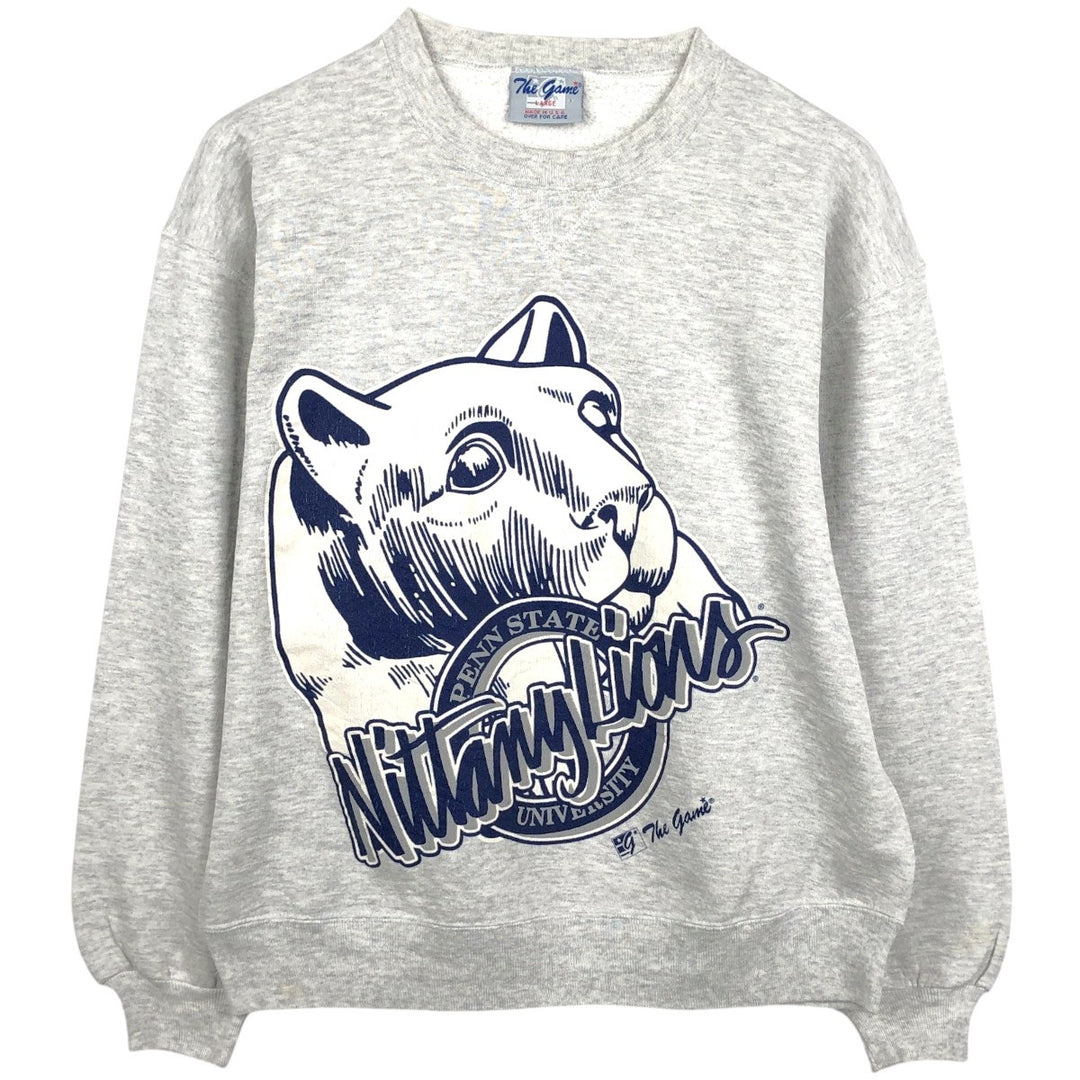 90'S The Game Pennsylvania State University College Sweatshirt, Made in USA, Men's Size L (Equivalent), Vintage cotton gray type Vintage Second Hand