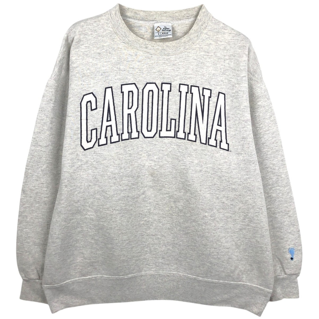 90'S The Cotton Exchange College Sweatshirt, Made in USA, Men's XL equivalent, Vintage cotton gray type Vintage Second Hand