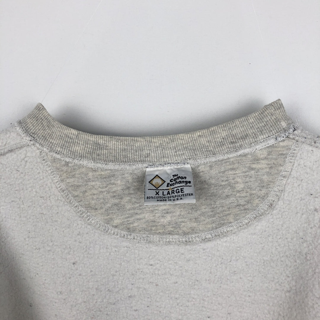 90'S The Cotton Exchange College Sweatshirt, Made in USA, Men's XL equivalent, Vintage cotton gray type Vintage Second Hand