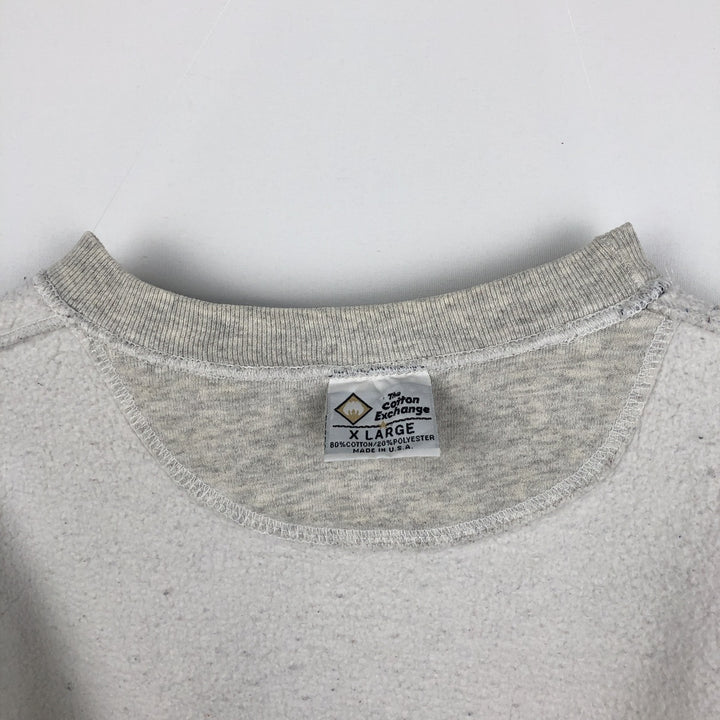 90'S The Cotton Exchange College Sweatshirt, Made in USA, Men's XL equivalent, Vintage cotton gray type Vintage Second Hand