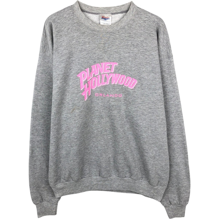 Hanes PLANET HOLLYWOOD Advertising Sweatshirt, Men's Size L (approx.) cotton gray type Vintage Second Hand