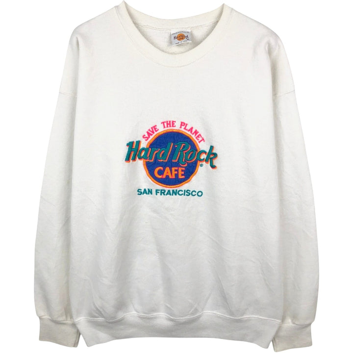 HARD ROCK CAFE Advertising Sweatshirt, Made in USA, Men's XL (approx.), Vintage. cotton white type Vintage Second Hand