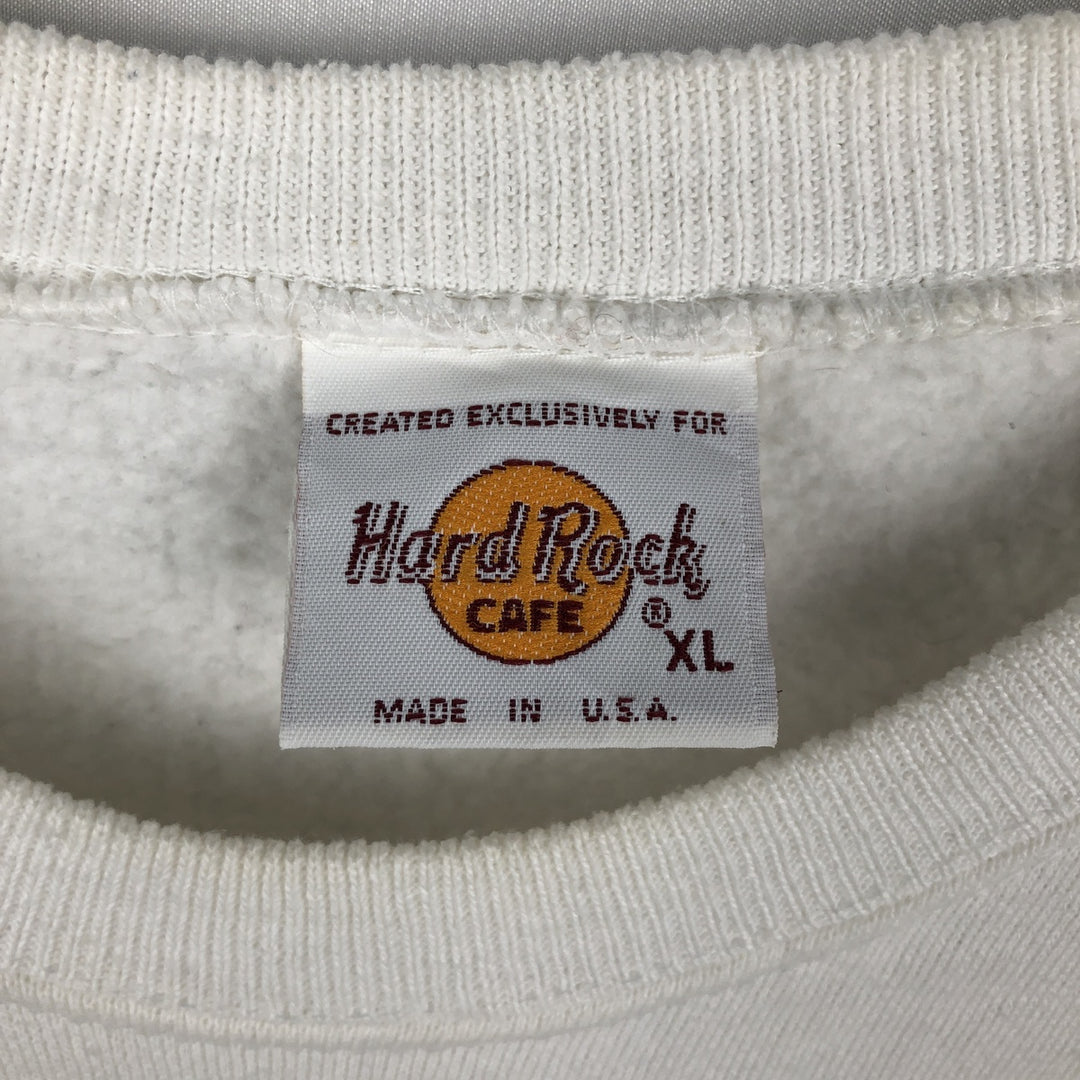 HARD ROCK CAFE Advertising Sweatshirt, Made in USA, Men's XL (approx.), Vintage. cotton white type Vintage Second Hand