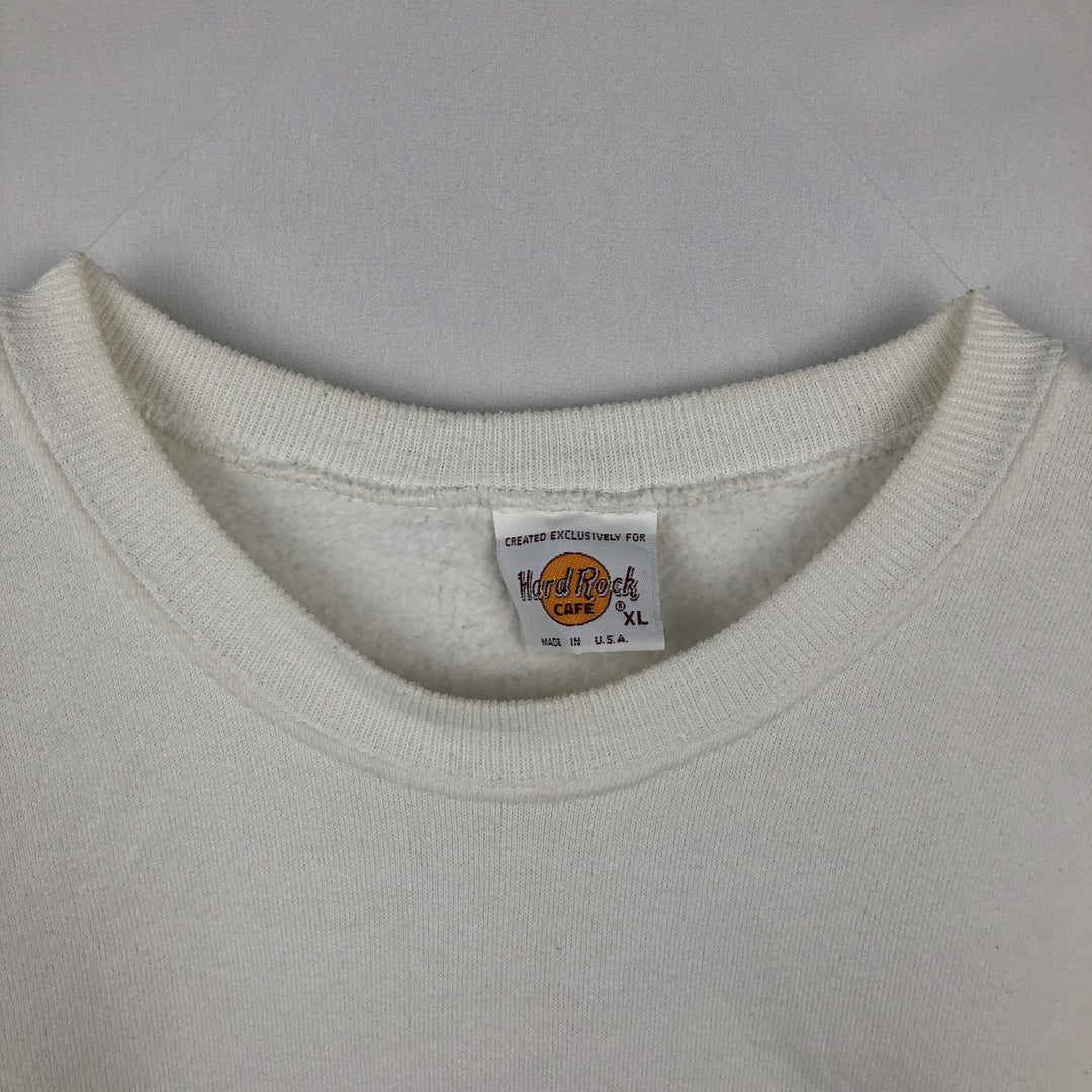 HARD ROCK CAFE Advertising Sweatshirt, Made in USA, Men's XL (approx.), Vintage. cotton white type Vintage Second Hand