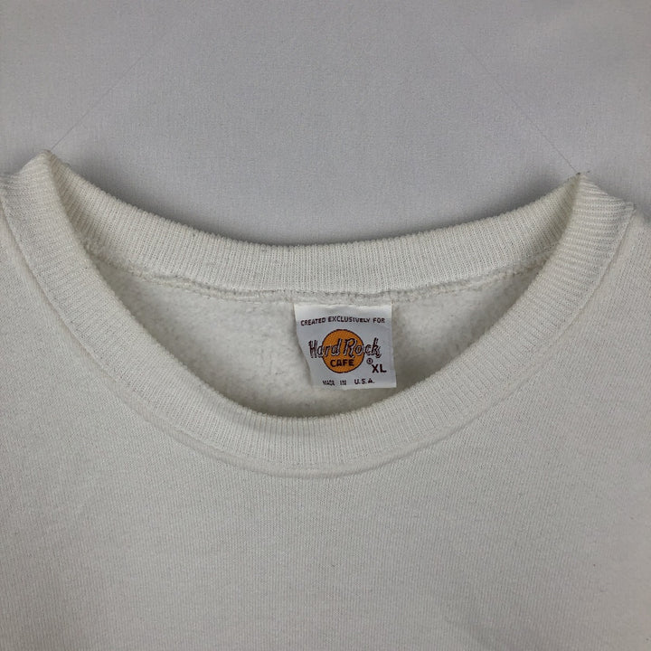 HARD ROCK CAFE Advertising Sweatshirt, Made in USA, Men's XL (approx.), Vintage. cotton white type Vintage Second Hand