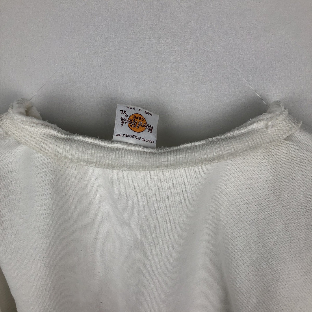HARD ROCK CAFE Advertising Sweatshirt, Made in USA, Men's XL (approx.), Vintage. cotton white type Vintage Second Hand