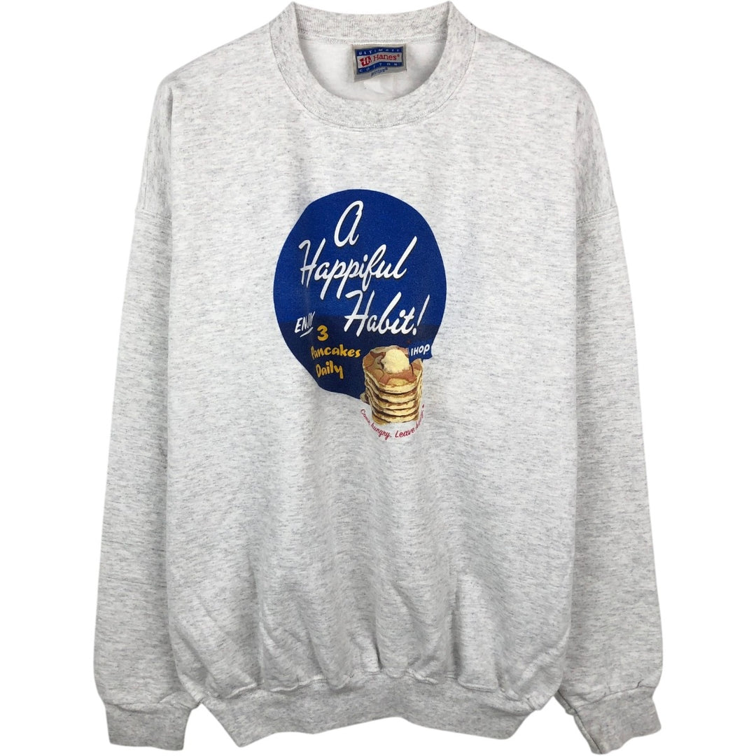 Hanes IHOP Advertising Sweatshirt, Men's Size XL (approx.) unclear gray type Vintage Second Hand