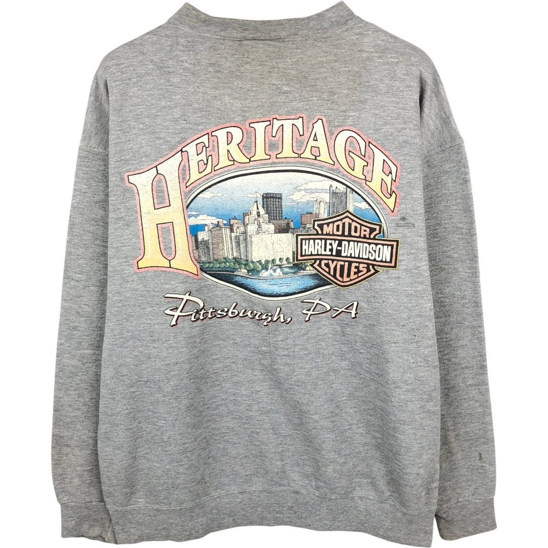 Harley-Davidson Advertising Sweatshirt, Made in USA, Men's Size L cotton gray type Vintage Second Hand