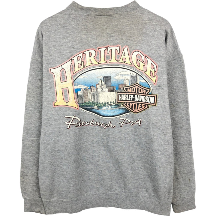 Harley-Davidson Advertising Sweatshirt, Made in USA, Men's Size L cotton gray type Vintage Second Hand