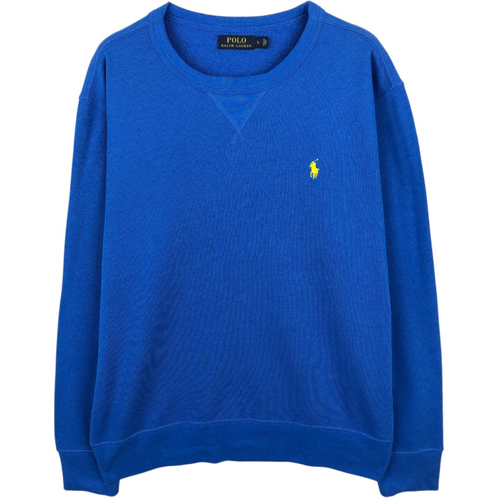 Ralph Lauren POLO RALPH LAUREN One-point logo sweatshirt, sweatshirt, men's size L cotton blue type Vintage Second Hand