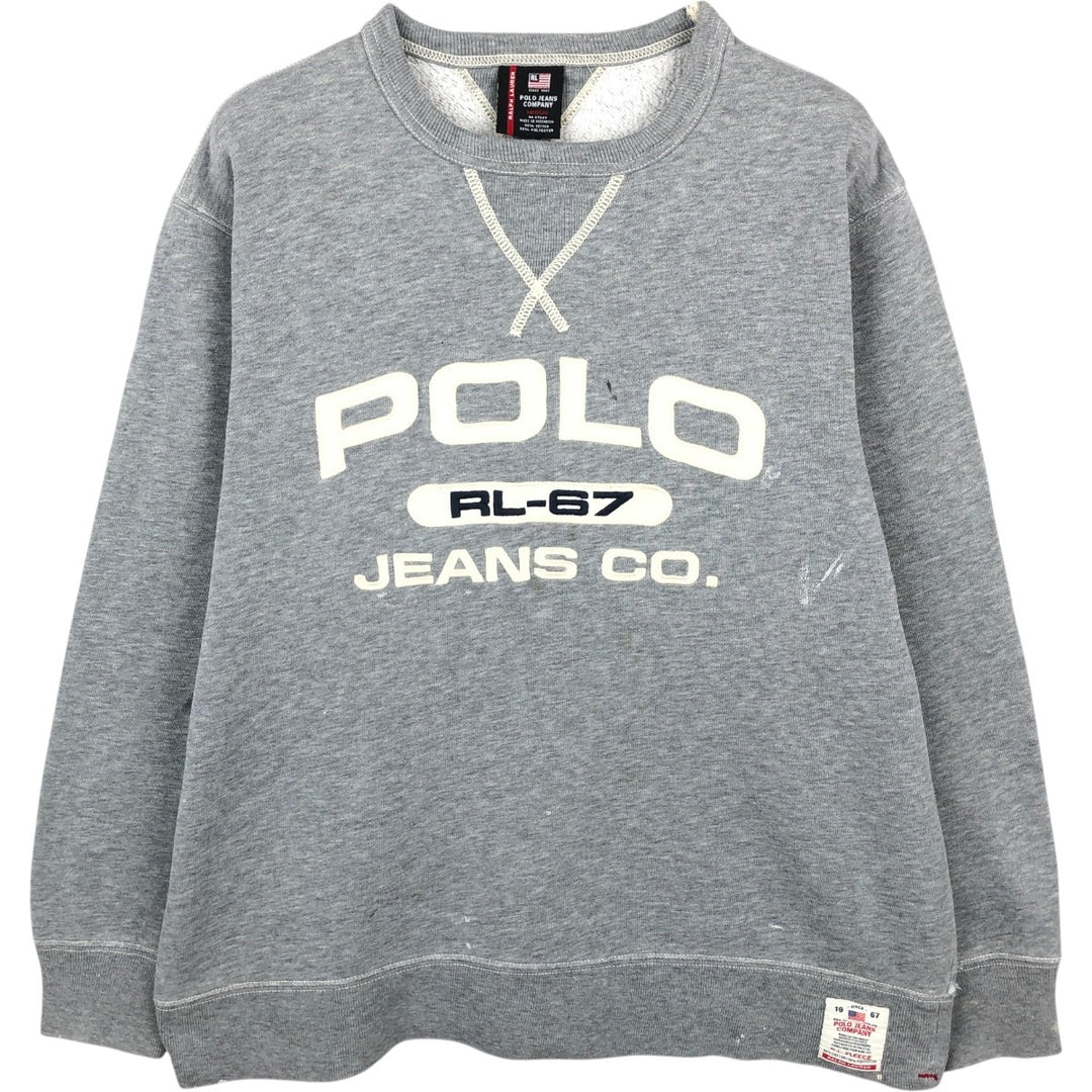 Ralph Lauren POLO JEANS COMPANY RALPH LAUREN Logo Sweatshirt (Men's Size M) cotton gray type Vintage Second Hand