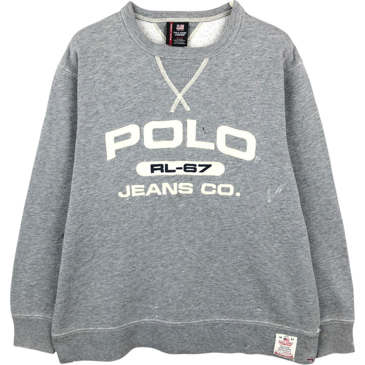 Ralph Lauren POLO JEANS COMPANY RALPH LAUREN Logo Sweatshirt (Men's Size M) cotton gray type Vintage Second Hand
