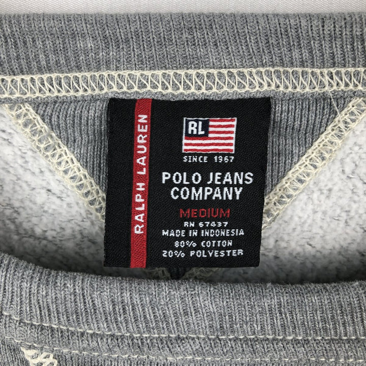 Ralph Lauren POLO JEANS COMPANY RALPH LAUREN Logo Sweatshirt (Men's Size M) cotton gray type Vintage Second Hand