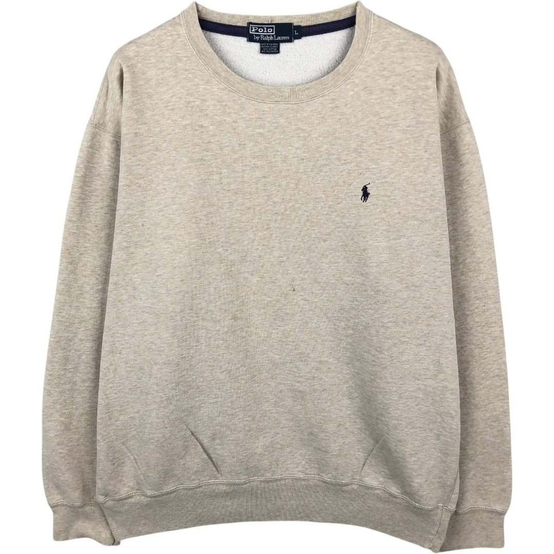 Ralph Lauren POLO by Ralph Lauren One Point Logo Sweatshirt Trainer Men's L size cotton Beige type Vintage Second Hand