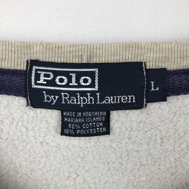 Ralph Lauren POLO by Ralph Lauren One Point Logo Sweatshirt Trainer Men's L size cotton Beige type Vintage Second Hand