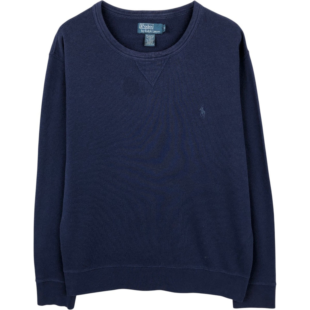 Ralph Lauren POLO by Ralph Lauren One Point Logo Sweatshirt Trainer Men's L size cotton navy blue type Vintage Second Hand