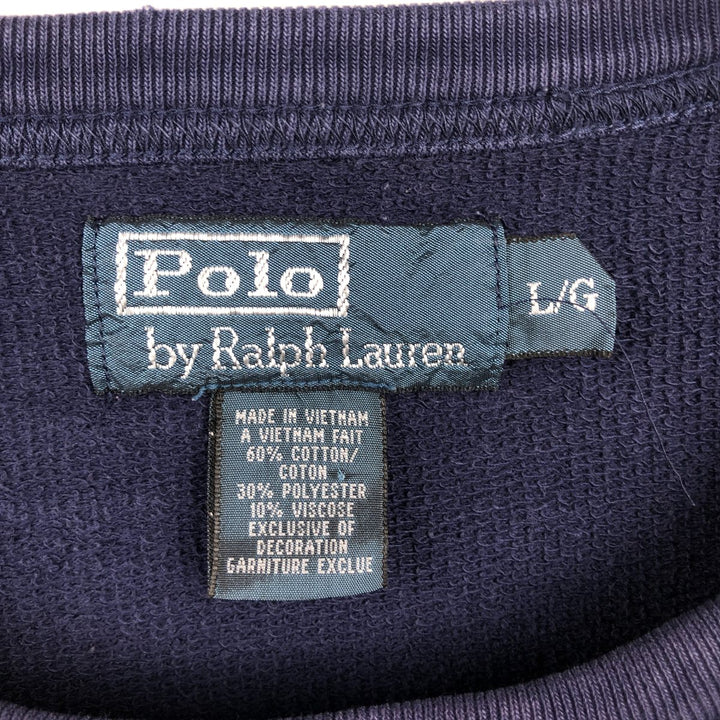Ralph Lauren POLO by Ralph Lauren One Point Logo Sweatshirt Trainer Men's L size cotton navy blue type Vintage Second Hand