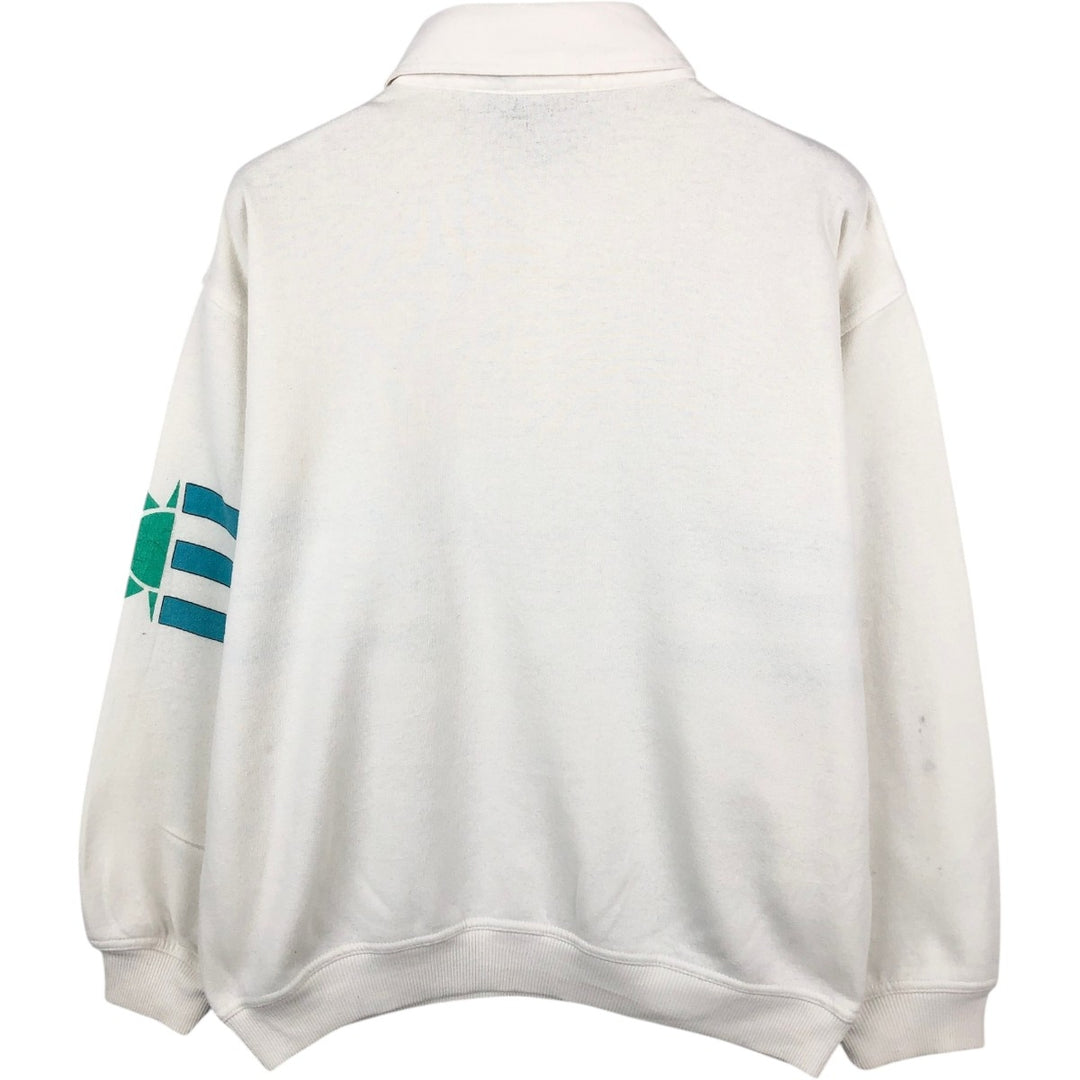 80'S GOTHA surf collared half-button printed sweatshirt, men's size M equivalent, vintage. polyester white type Vintage Second Hand